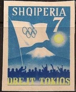 Olympic Flag, Sun on Mt Fuji, cheering People