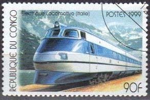 Stamp, Italy, Congo, Republic (Brazzaville),  , Railways, Locomotives