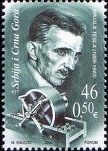 Stamp, Nikola Tesla and his Electric Generator, Serbia and Montenegro,  