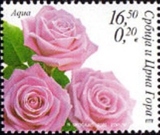 Stamp, Aqua, Serbia and Montenegro,  , Roses