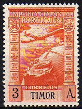 Stamp, Airplane over Globe, East Timor,  