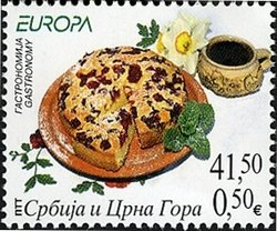 Stamp, Cherry Pie, Serbia and Montenegro,  , Food, Gastronomy