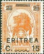 Stamp, Lion (Panthera leo) - Overcharged Black, Italian colonies, territories and occupations,  