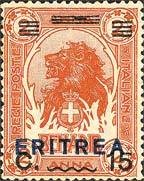 Stamp, Lion (Panthera leo) - Overcharged Blue, Italian colonies, territories and occupations,  