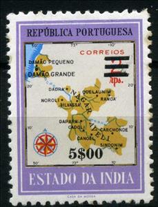 Stamp, Definitives overprinted, India, Portuguese,  , Maps
