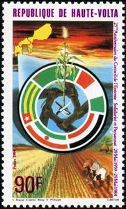 Stamp, Flags in a circle, Upper Volta,  