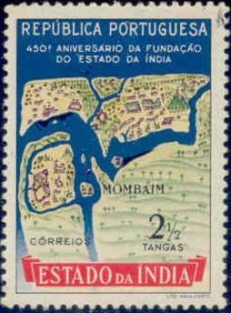 Stamp, Card from Mombaim, India, Portuguese,  