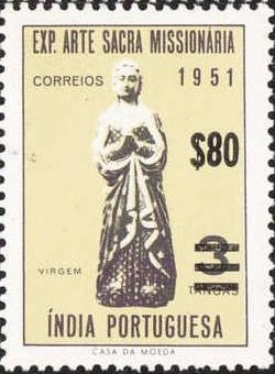 Stamp, Overprints New Value, India, Portuguese,  