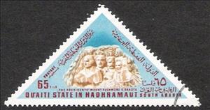 Stamp, The presidents mount Rusmmore S. Dakota, Aden,  , Triangle Stamps
