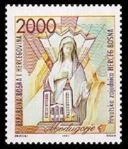 Statue of Mary and the Church in pilgrimage Medjugorje