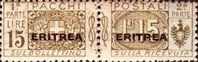 Pacchi Postali Overprint "Eritrea"