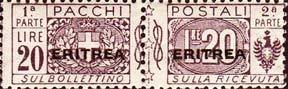 Pacchi Postali Overprint "Eritrea"
