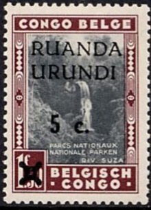 Stamp, Bel BE C199 overprint new value and Ruanda-Urundi, Ruanda-Urundi,  , Landscapes