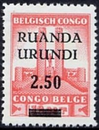 Bel BE C224 overprint new value and Ruanda-Urundi