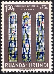 Stamp, To benefit the Cathedral of Usumbura, Ruanda-Urundi,  , Buildings