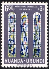 Stamp, To benefit the Cathedral of Usumbura, Ruanda-Urundi,  , Buildings