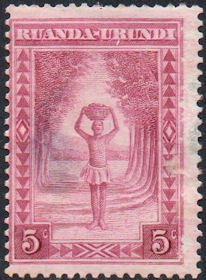 Stamp, native porter, Ruanda-Urundi,  