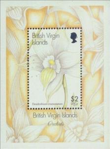 Souvenir Sheet, Dendrobium crumenatum, British Virgin Islands,  , Flowers, Orchids, Plants (Flora)