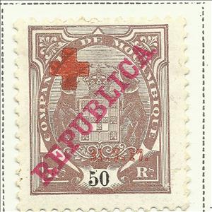 Stamp, Elephants Overprint Red Cross (reis), Mozambique society,  