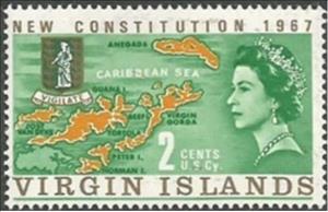 Stamp, Map and Seal of Islands, British Virgin Islands,  