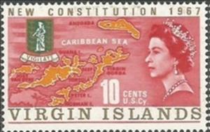 Stamp, Map and Seal of Islands, British Virgin Islands,  