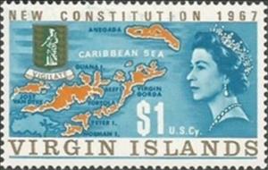 Stamp, Map and Seal of Islands, British Virgin Islands,  