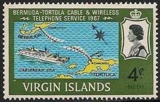 Stamp, Map of Islands, British Virgin Islands,  