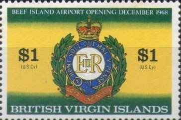 Stamp, Cap Badge,Royal Engineers, British Virgin Islands,  