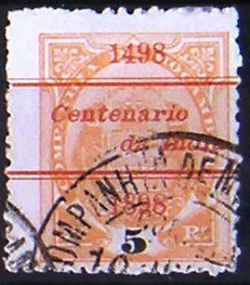 Stamp, Elephants Overcharged 1498 Centenario…, Mozambique society,  