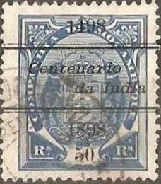 Stamp, Elephants Overcharged 1498 Centenario…, Mozambique society,  