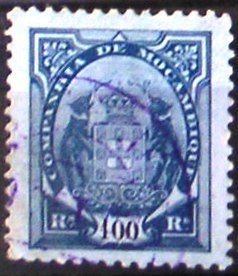Stamp, Elephants Holding Coat Of Arms, Mozambique society,  