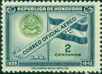 Stamp, Coat of arms and flag of Honduras, Honduras,  