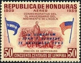 Stamp, Lincoln's speech at Gettysburg, Honduras,  