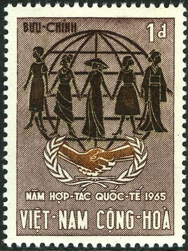Year of International Cooperation - 1 D carmine brown / brow