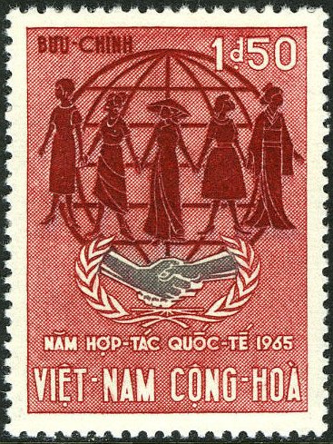 Year of International Cooperation - 1.50 D carmine red / pur
