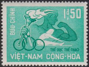 Stamp, Hand holding Torch, Vietnam, South,  , Sport