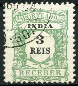 Stamp, Postage Due, India, Portuguese,  