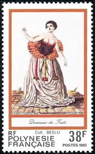 Stamp, Dancer, French Polynesia,  