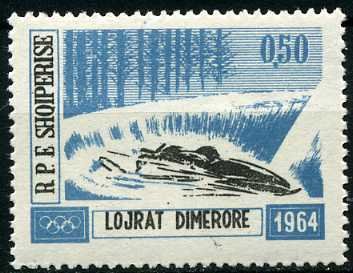Stamp, Bobsled, Albania,  , Sport, Olympic Games, Winter Sports, Bobsleigh