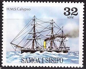 Stamp, H.M.S.Calypso, Samoa,  , Ships, Sailing Ships