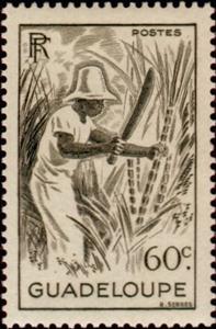 Stamp, Sugar cane, Guadeloupe,  