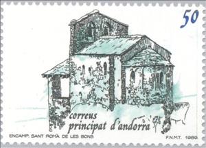 Stamp, Tourism, Andorra, Spanish Administration,  , Tourism, Buildings, Churches - Cathedrals - Basilicas - Chapels
