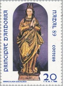 Stamp, Maria- statue, Andorra, Spanish Administration,  , Sculptures, Christmas, Saints
