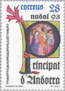 Stamp, Initial 'P', Andorra, Spanish Administration,  , Biblical Accounts, Christmas, Miniatures