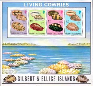 Souvenir Sheet, Sea Snails - MiNo. 236-39, Gilbert and Ellice Islands,  , Shells
