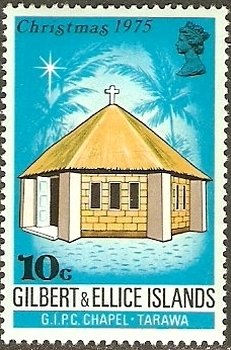 Stamp, Protestant church, Tarawa, Gilbert and Ellice Islands,  , Christmas
