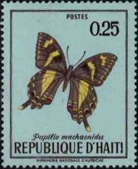 Stamp, Swallowtail (Papilio machaon), Haiti,  , Insects, Butterflies, Animals (Fauna)
