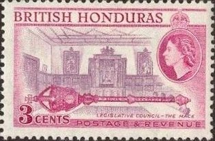 Stamp, Boardroom of the legislature; scepter, British Honduras,  