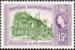 Stamp, Mayan Ruin, British Honduras,  