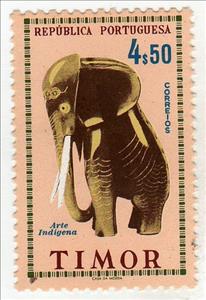 Stamp, Elephant, East Timor,  , Sculptures, Stylized Animals, Elephants, Art